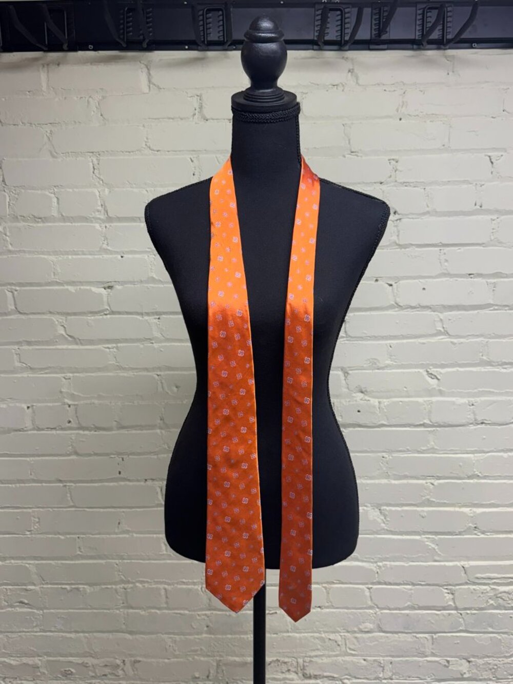 Men's Kiton Orange Silk Necktie